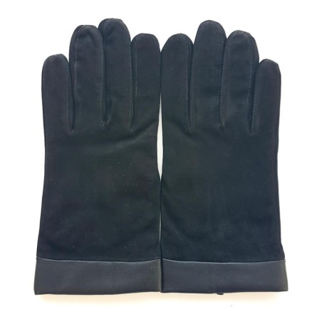 Gants en Cuir de Chèvre Velours Agneau Noirs Guilhem Doublés Cachemire