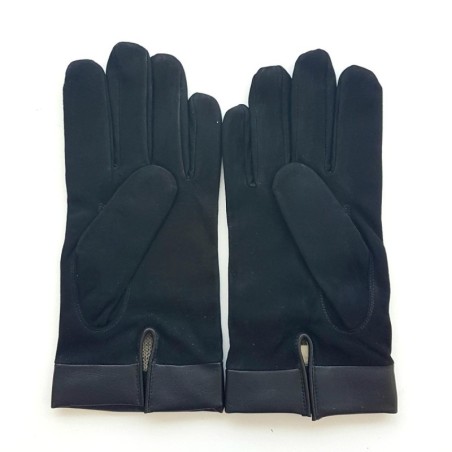 Gants en Cuir de Chèvre Velours Agneau Noirs Guilhem Doublés Cachemire
