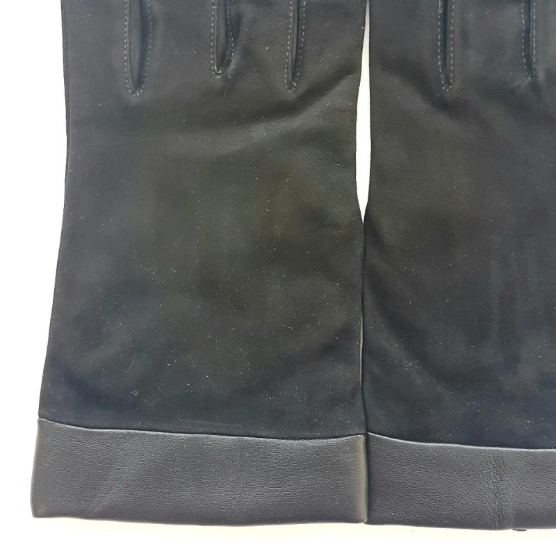 Gants en Cuir de Chèvre Velours Agneau Noirs Guilhem Doublés Cachemire