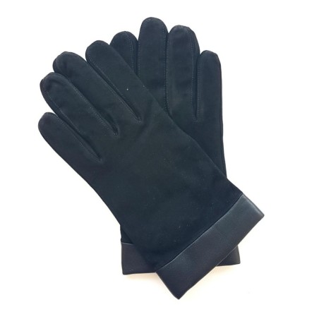 Gants en Cuir de Chèvre Velours Agneau Noirs Guilhem Doublés Cachemire
