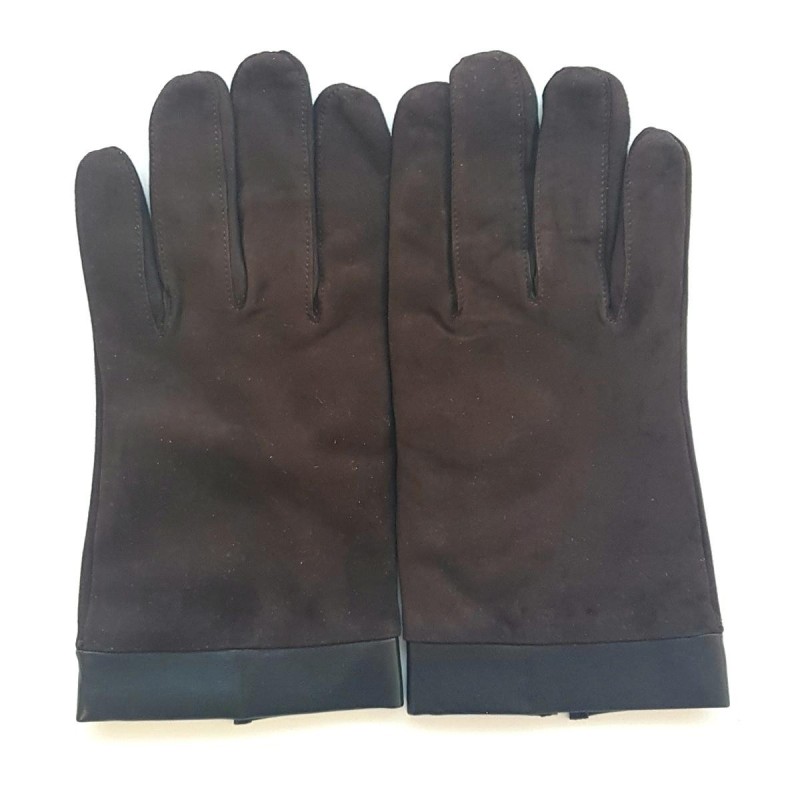 Gants en Cuir Chèvre Velours Agneau Marrons Guilhem Doublés Cachemire.